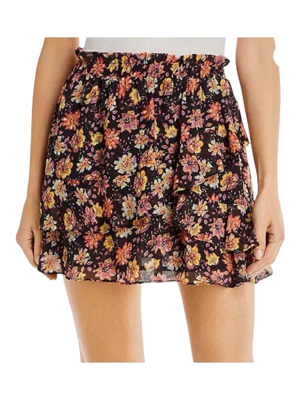AQUA Tapestry Floral Mini Skirt